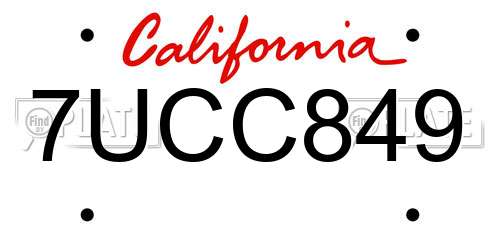 7UCC849 California License Plate
