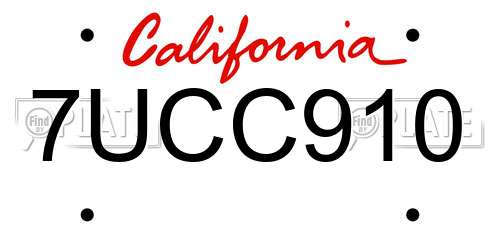 7UCC910 California License Plate
