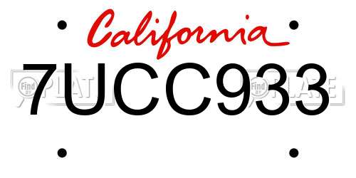 7UCC933 California License Plate