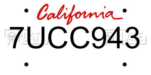 7UCC943 California License Plate