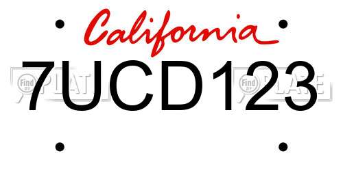 7UCD123 California License Plate