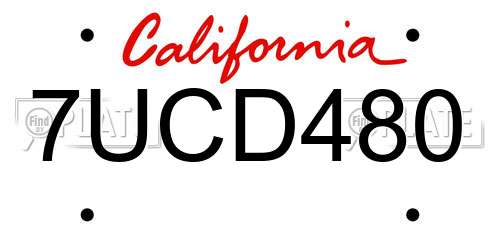 7UCD480 California License Plate