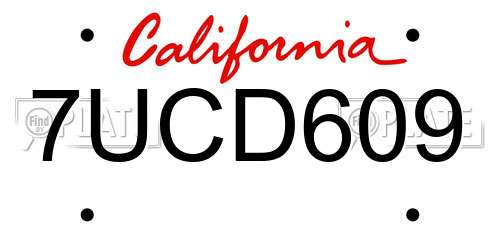 7UCD609 California License Plate