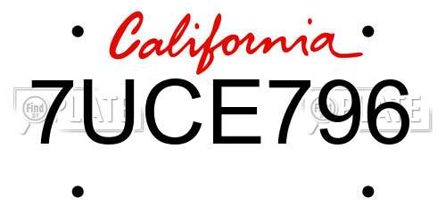 7UCE796 California License Plate
