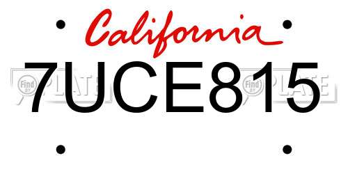7UCE815 California License Plate