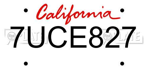7UCE827 California License Plate