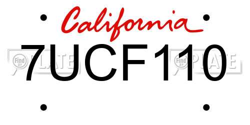 7UCF110 California License Plate