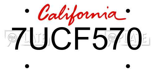 7UCF570 California License Plate