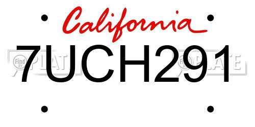 7UCH291 California License Plate