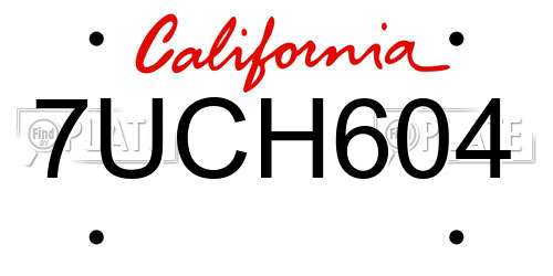 7UCH604 California License Plate
