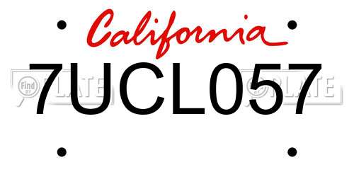 7UCL057 California License Plate