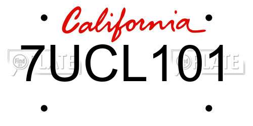 7UCL101 California License Plate