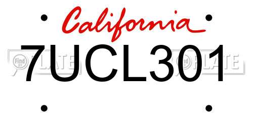 7UCL301 California License Plate