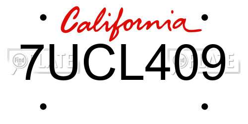 7UCL409 California License Plate