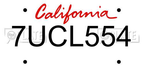 7UCL554 California License Plate