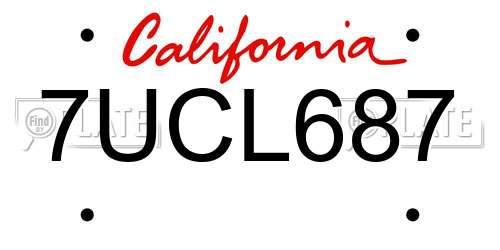 7UCL687 California License Plate