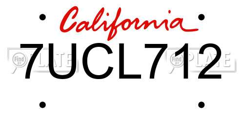 7UCL712 California License Plate