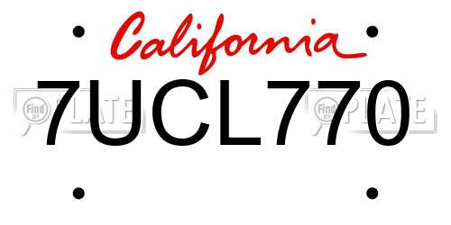 7UCL770 California License Plate