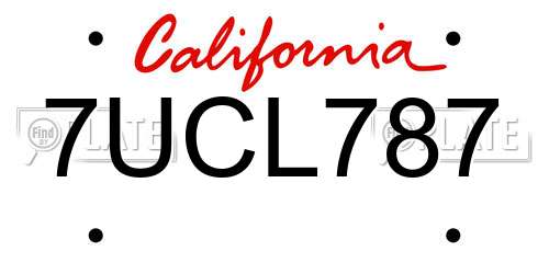 7UCL787 California License Plate