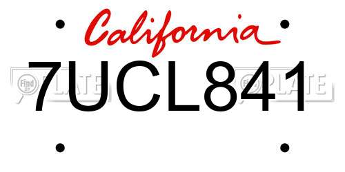 7UCL841 California License Plate