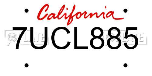 7UCL885 California License Plate