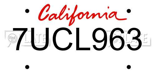 7UCL963 California License Plate