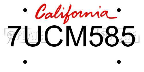 7UCM585 California License Plate