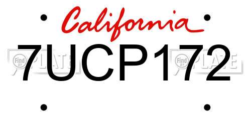 7UCP172 California License Plate