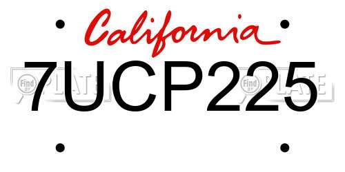 7UCP225 California License Plate