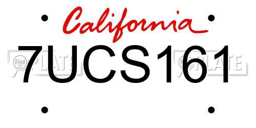 7UCS161 California License Plate