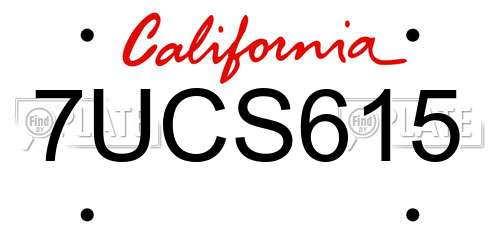 7UCS615 California License Plate
