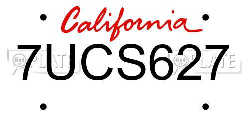7UCS627 California License Plate