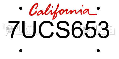 7UCS653 California License Plate