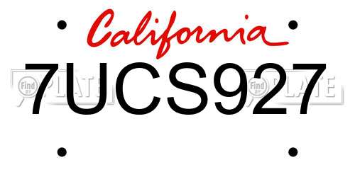 7UCS927 California License Plate
