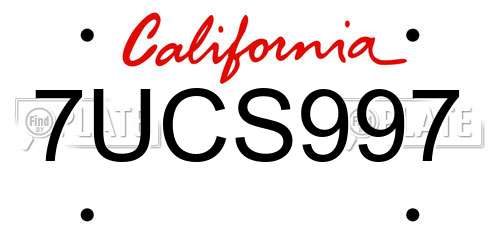 7UCS997 California License Plate