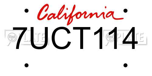 7UCT114 California License Plate