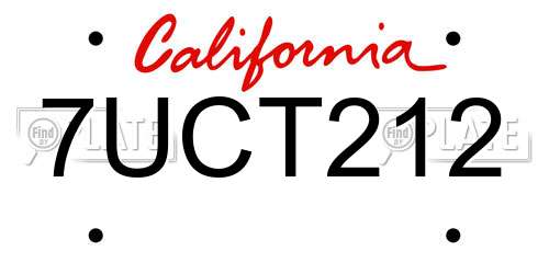 7UCT212 California License Plate