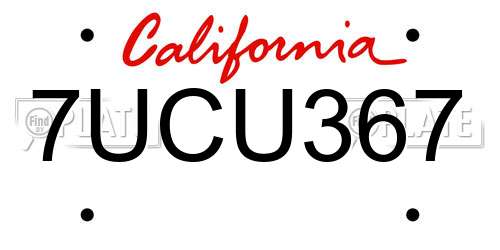 7UCU367 California License Plate