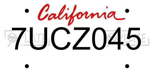 7UCZ045 California License Plate