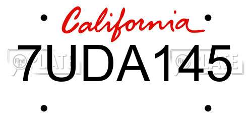 7UDA145 California License Plate