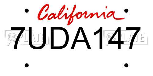 7UDA147 California License Plate