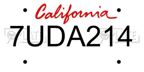 7UDA214 California License Plate