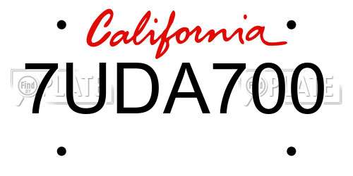 7UDA700 California License Plate