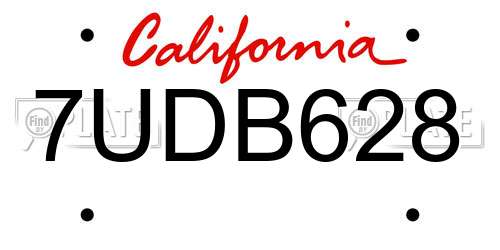 7UDB628 California License Plate