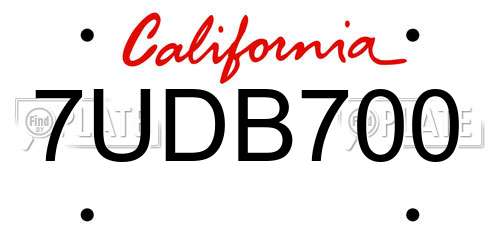 7UDB700 California License Plate
