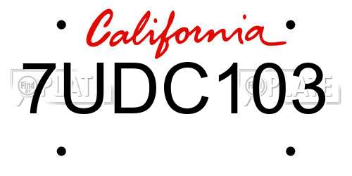 7UDC103 California License Plate