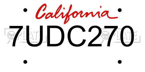 7UDC270 California License Plate
