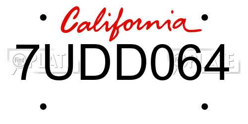 7UDD064 California License Plate