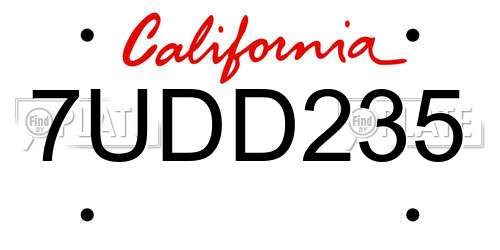 7UDD235 California License Plate