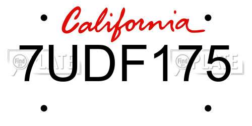 7UDF175 California License Plate